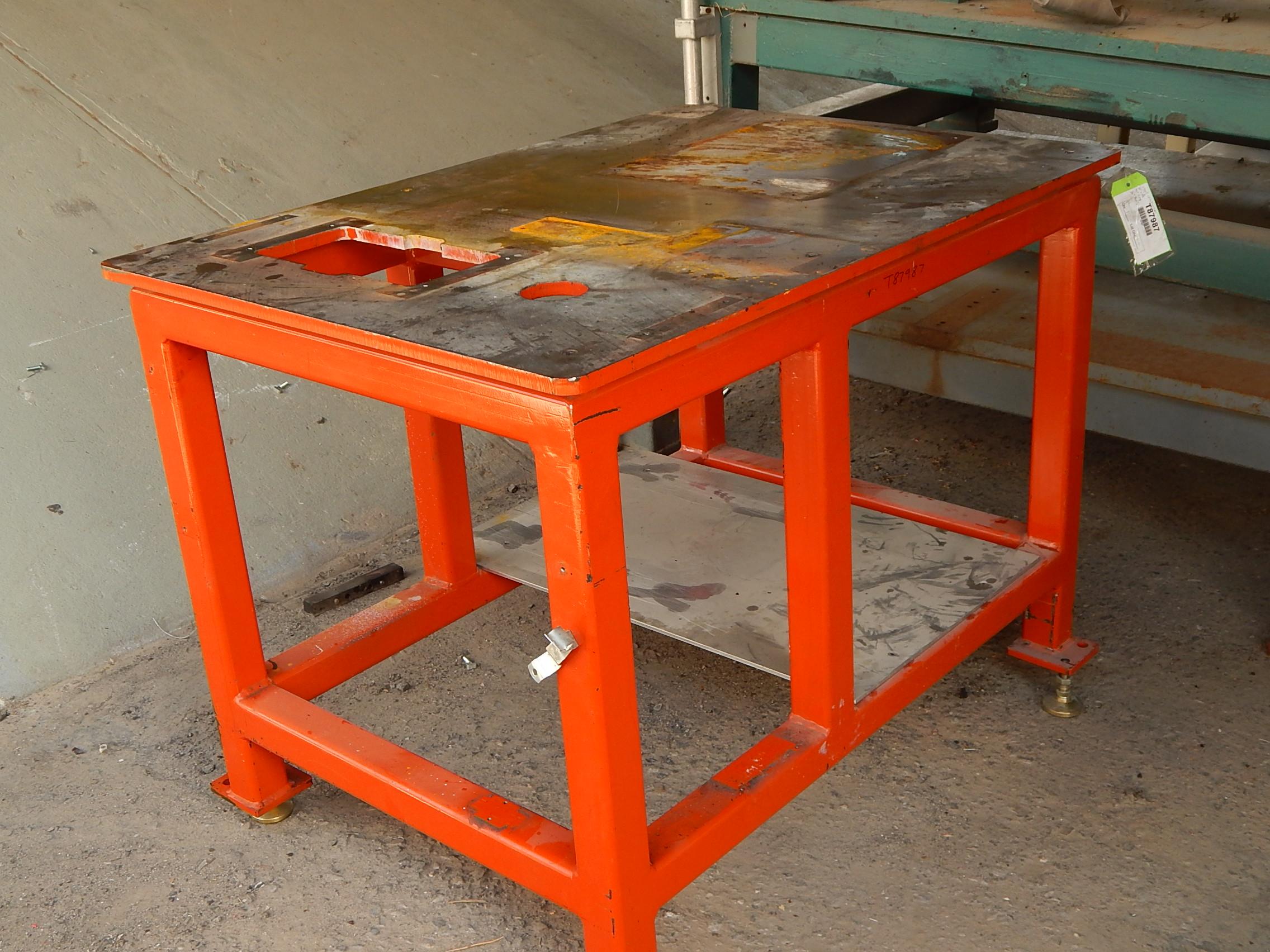 Orange Industrial Heavy Duty Steel Table 45x32 3/4 inch plate T87987 eBay